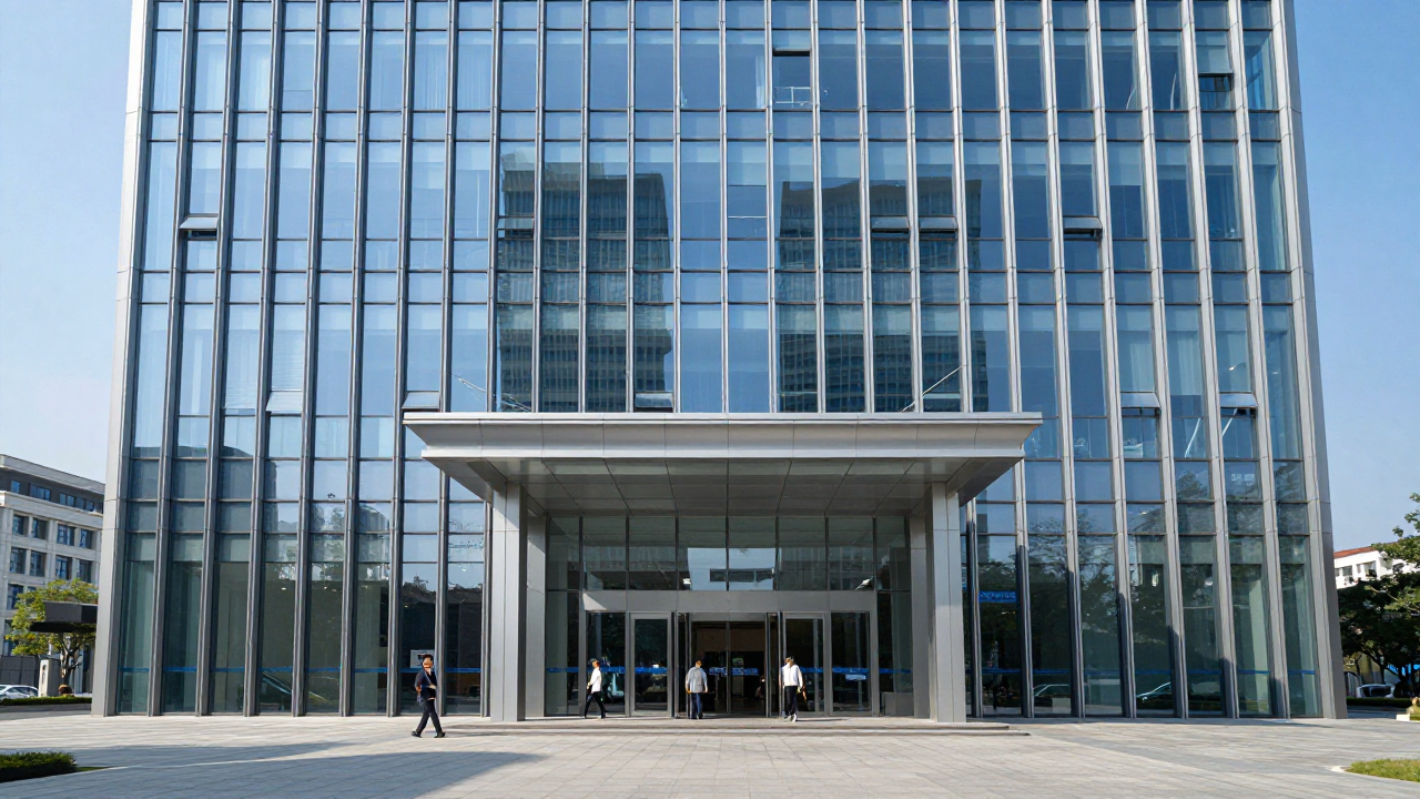 Modern business district office building exterior