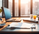 E-commerce legal documents on modern office desk