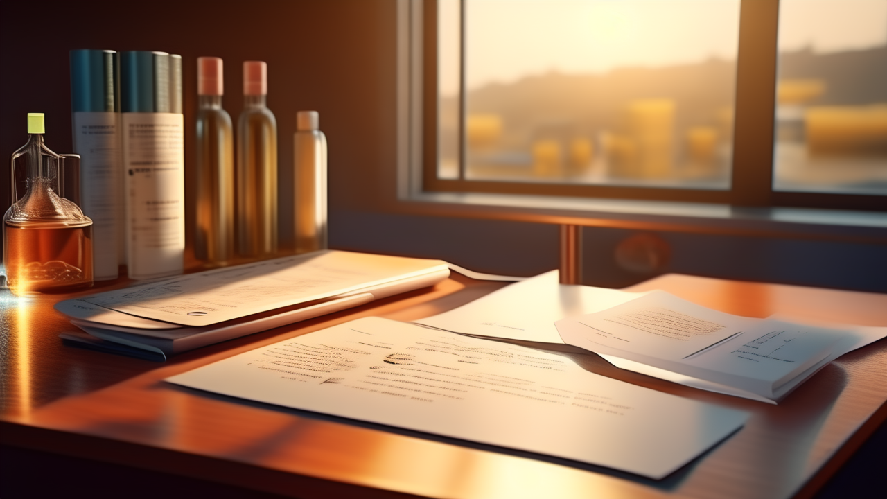 Product certificates on desk