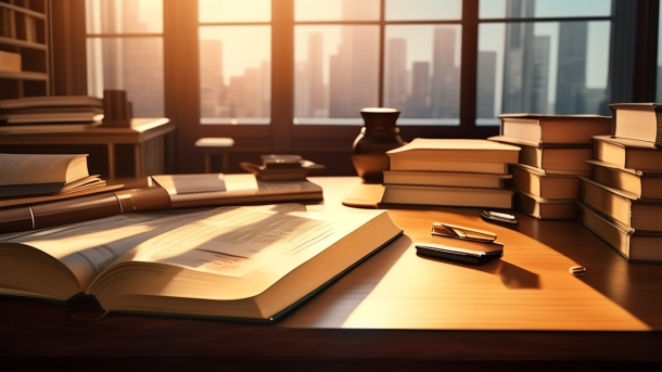 Criminal law books on desk