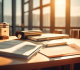 Investigation documents on desk, legal concept