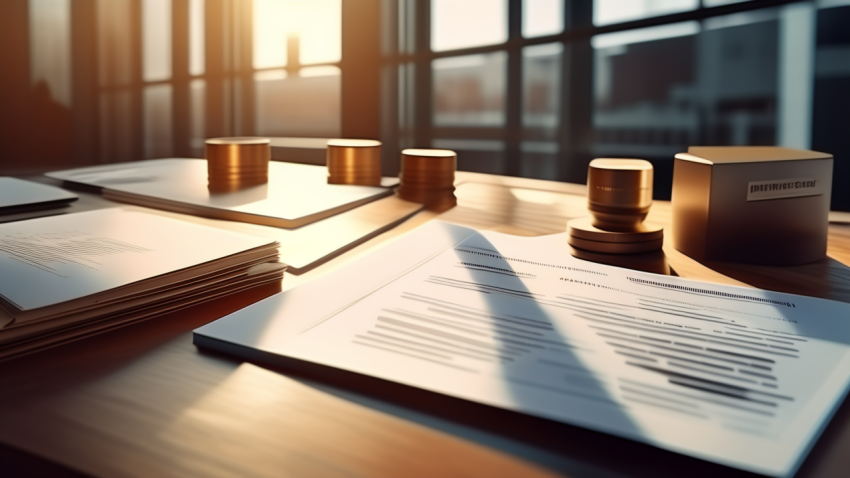 Corporate M&A acquisition legal documents on boardroom table
